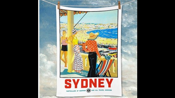 Tea Towel Linen - Retro Print Merchants - Sydney Bondi Beach 