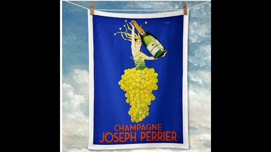 Tea Towel Linen - Retro Print Merchants - Perrier Champagne