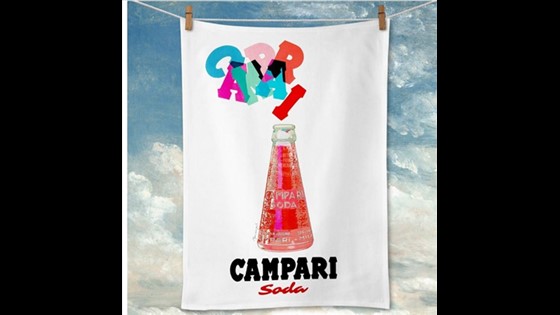 Tea Towel Linen - Retro Print Designs - Campari Letters