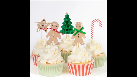 Cupcake Kit - Gingerbread (Pack of 24 toppers in 5 designs)