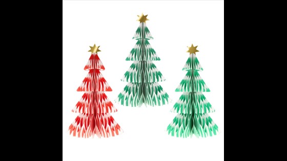 Table Decoration - Stripe 3D Paper Trees (Pack of 3 in 3 colors)